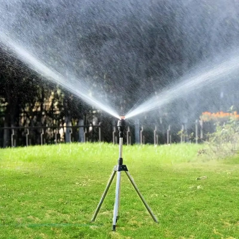 Set 360 Rotary Irrigation Tripod Lawn Garden Sprinkler Telescopic Support Sprinkler Head on Tripod Stainless